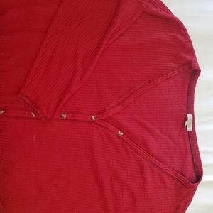 Women's Lightweight Red Button Up Shirt Size 3XL